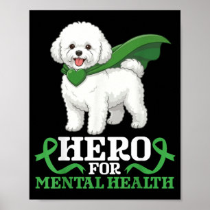 Poster Cão Bichon Frise Herói para a Conscientização da S