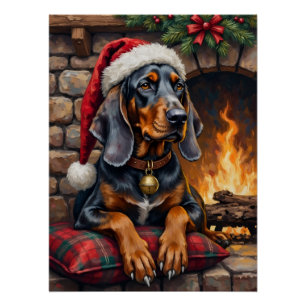 Póster Cão Bluetick Coonhound Lodge Natal Aconchegante