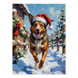 Póster Cão Boiadeiro Australiano Red Heeler Natal