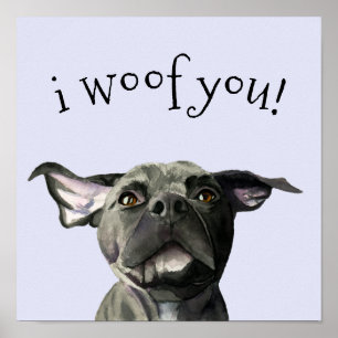Poster Cão bonito do pitbull mim woof você pintura da