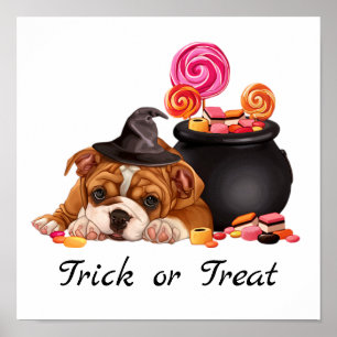 Poster Cão bonito dos doces da doçura ou travessura   o