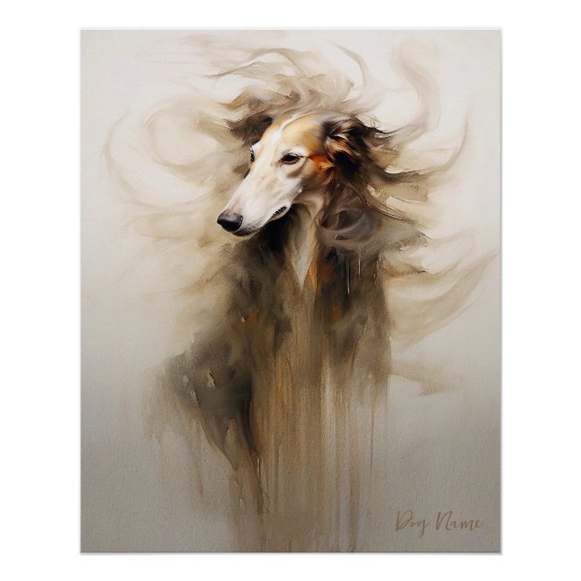 Póster Cão Borzoi no vento 005 - Yacobsen Derosana (Frente)
