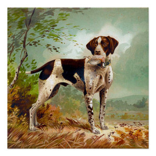Póster Cão caçador com pássaro na boca