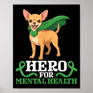 Poster Cão Chihuahua Herói para a Conscientização sobre S