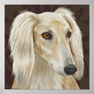 Póster Cão claro lindo de Saluki da pele no fundo de