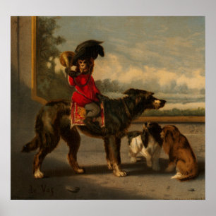 Poster Cão da equitação do macaco