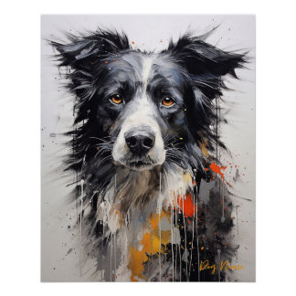 Póster Cão-da-fronteira Collie no vento 003 - Yacobsen De