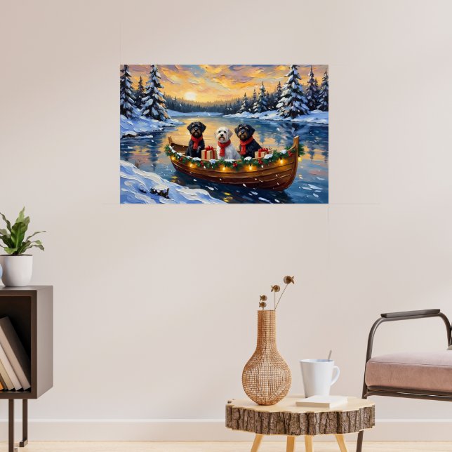 Poster Cão de Água Português Natal Barca Festa (Sala de Estar 3)