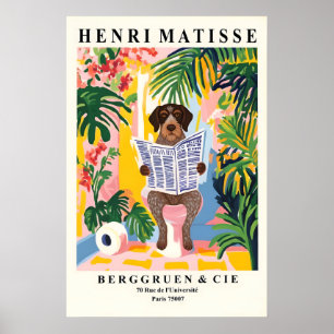 Poster Cão de Arame Alemão no Tapete Colorido de Matisse