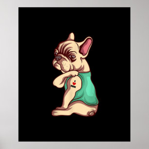 Poster cão-de-banho francês adoro o presente de amante 