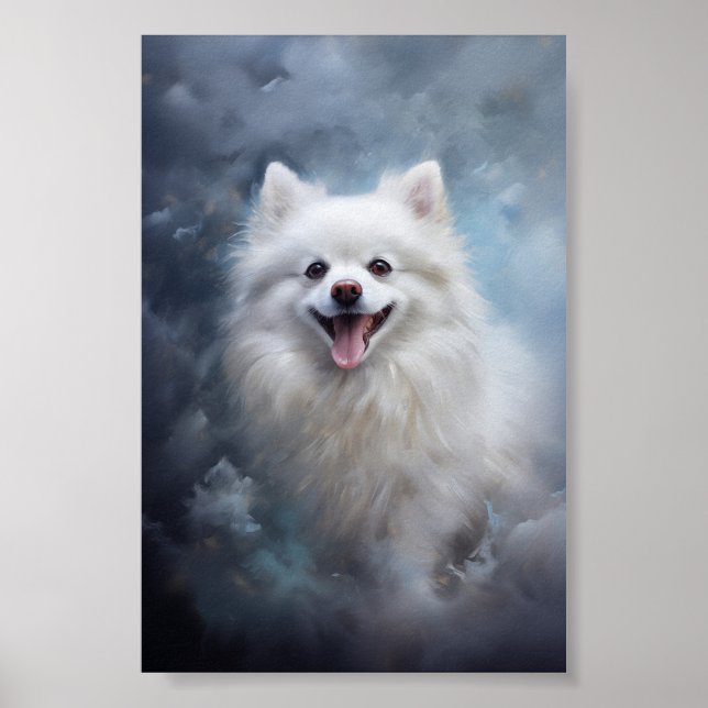 Poster Cão-de-bomerano branco (Frente)