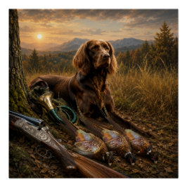 Póster Cão de Caça Alemão de Pelo Longo Companheiro de Ca