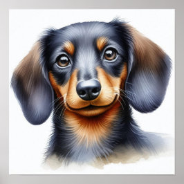 Poster Cão de Dachshund Cujo Cachinho é em Aquarela