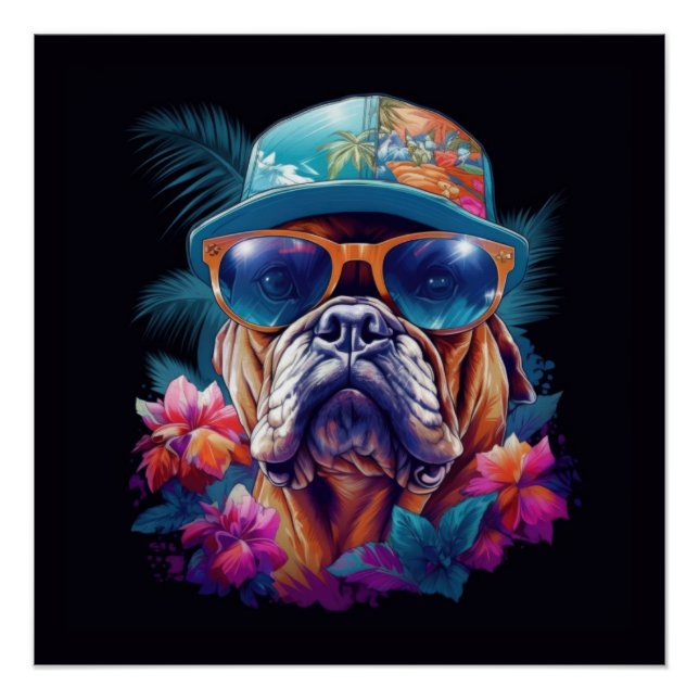 Póster Cão de Férias Tropicais (Frente)