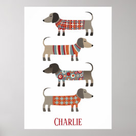 Poster Cão de linguiça de Dachshund Personalizado