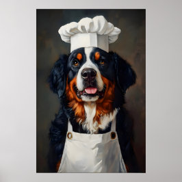Poster Cão de Montanha Bernês em Cartaz de Chapéu de Chef