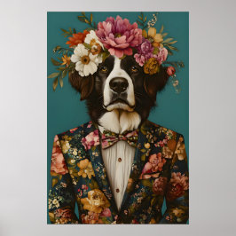 Poster Cão de Montanha Bernês em Cartaz de Terno, Bernês