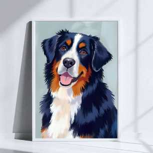 Poster Cão de Montanha Bernês   Pet Aquarela