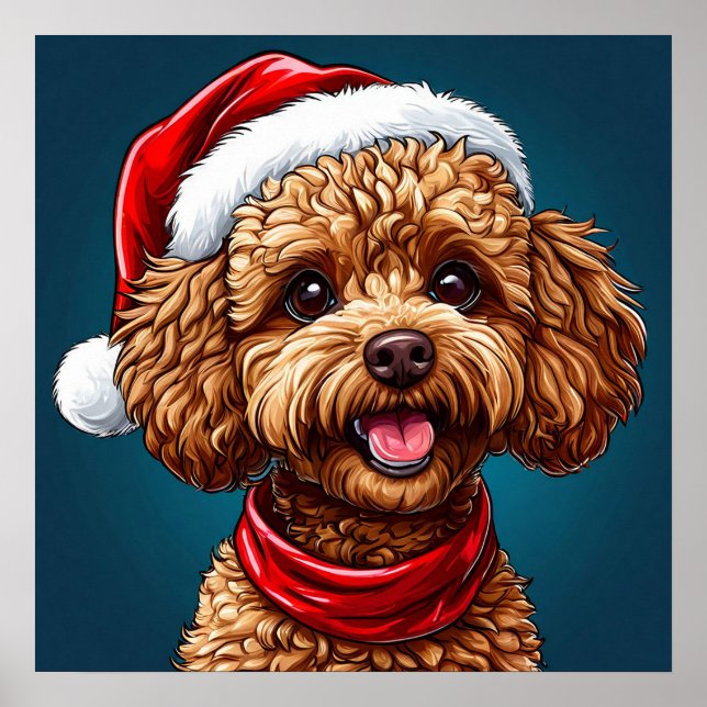 Poster Cão de natal bonito (Frente)