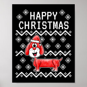 Poster Cão de Natal Feio do Dachshund
