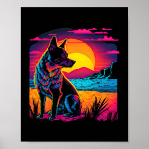 Poster Cão-de-Obra Australiano retrô estético 17
