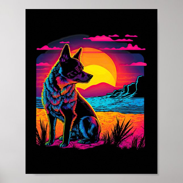 Poster Cão-de-Obra Australiano retrô estético 17 (Frente)