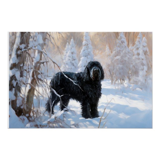 Póster Cão de Pastor Belga Groenendael Natal Deixe Nevar  (Frente)