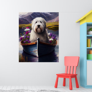 Poster Cão de Pastoreio Inglês Antigo no Remo: Uma Aventu