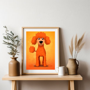 Poster Cão de Poodle Laranja Feliz