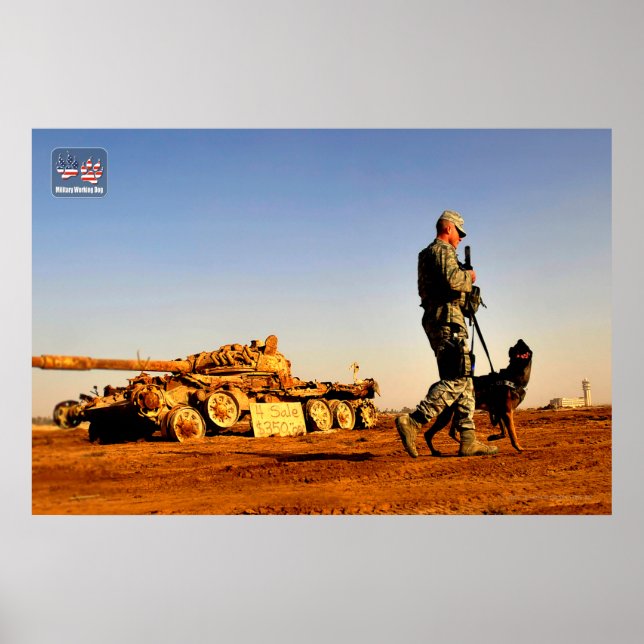 POSTER CÃO DE TRABALHO MILITAR DOS EUA (Frente)