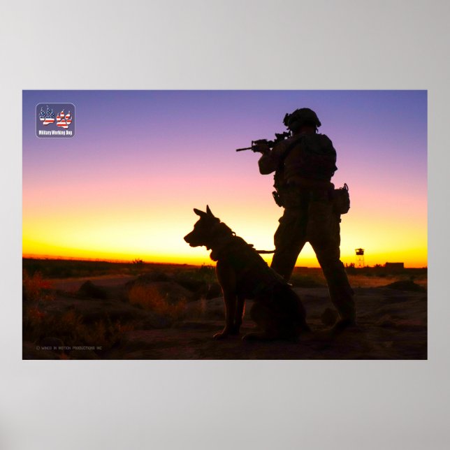POSTER CÃO DE TRABALHO MILITAR DOS EUA (Frente)