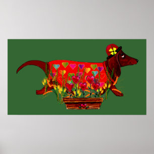 Póster Cão de Weiner dos namorados