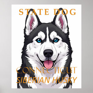 Poster Cão do Território de Connecticut Siberian Husky
