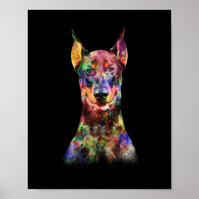 Poster Cão Doberman Colorido (Frente)