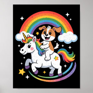 Poster Cão E Espaço De Unicórnio Galáxia Arco-Íris Cães