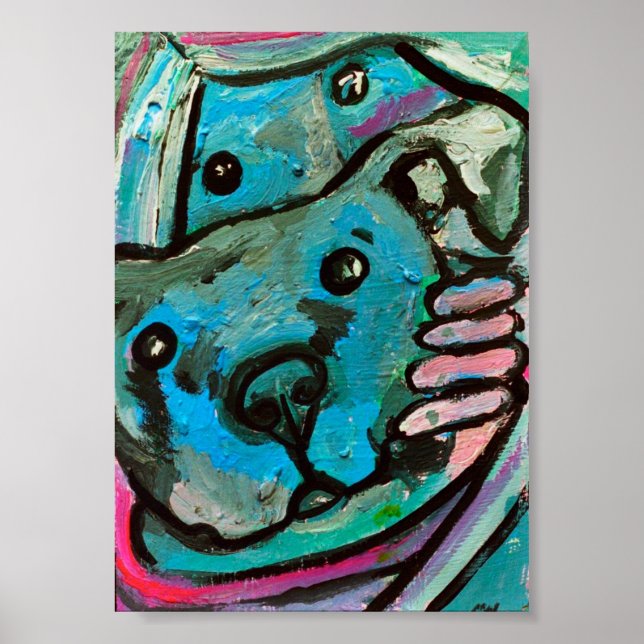 Póster cão e menina azuis (Frente)