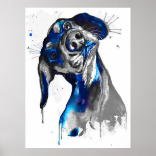 Poster Cão em Azul