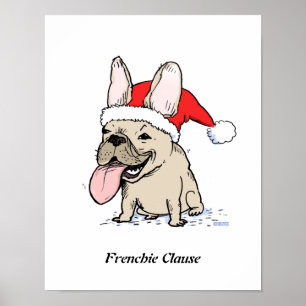 Póster Cão engraçado do papai noel do Natal do buldogue