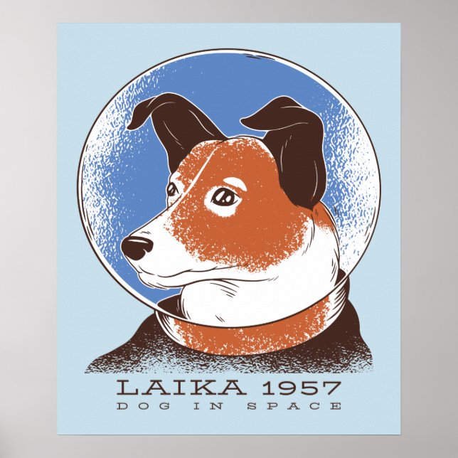 Poster Cão Espacial Soviético de Laika 1957 (Frente)