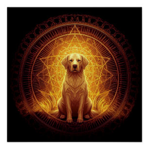 Póster Cão Espírito ouro dentro da Geometria Sagrada