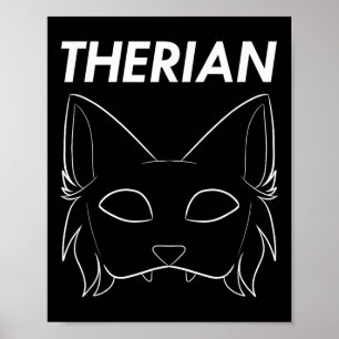Poster Cão Gato de Lobo com Máscara de Furto Therian