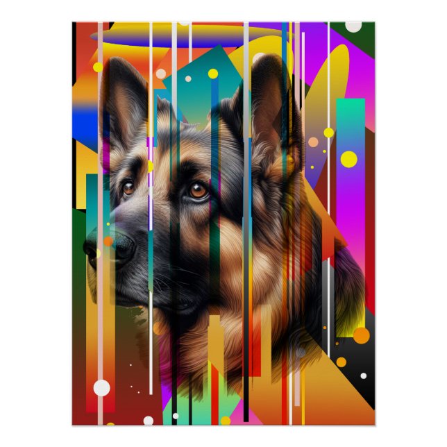 Póster Cão Geométrico Moderno (Frente)