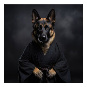 Póster cão german shepherd, karate, kung fu, artes marcia