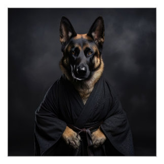 Póster cão german shepherd, karate, kung fu, artes marcia