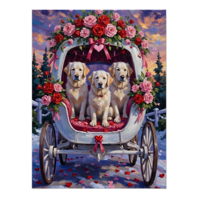 Póster Cão Great Pyrenees Dia dos Namorados (Frente)
