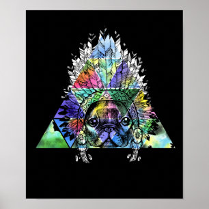 Póster Cão indiano do Pug do hipster