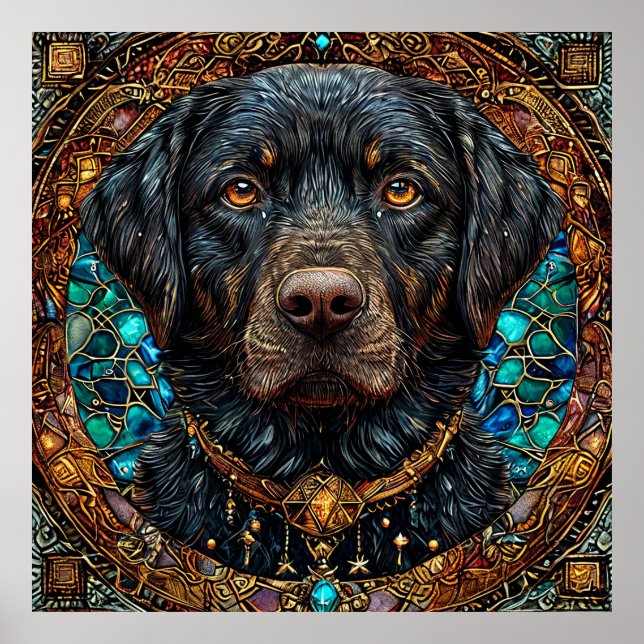 Poster Cão labrador preto (Frente)