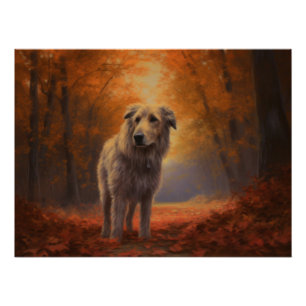 Póster Cão-lobo entre Folhas de Outono Caídas Inspira