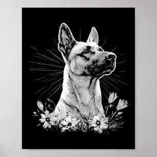 Poster Cão-Malinois-Lover-Estilo Retro Tatuagem