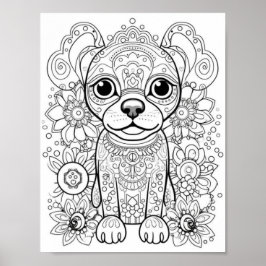Poster Cão Mandala Coloração de Adultos